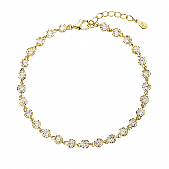 Obrázok pre Pozlátený strieborný náramok retiazka osadený okrúhlymi zirkónmi biely 13027.1 crystal