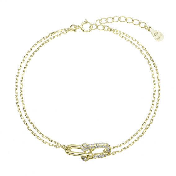 Obrázok pre Pozlátený strieborný náramok s elegantným uzlom a zirkónmi 13085.1