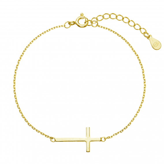 Obrázok pre Pozlátený strieborný náramok s väčším krížikom 63008