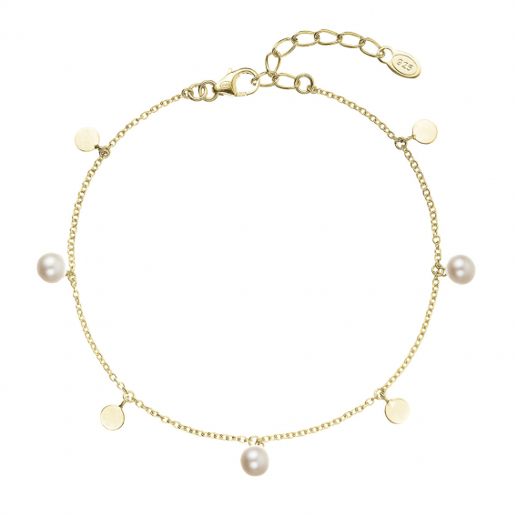 Obrázok pre Pozlátený strieborný náramok tri perličky striedavo so striebornou placičkou 23027.1