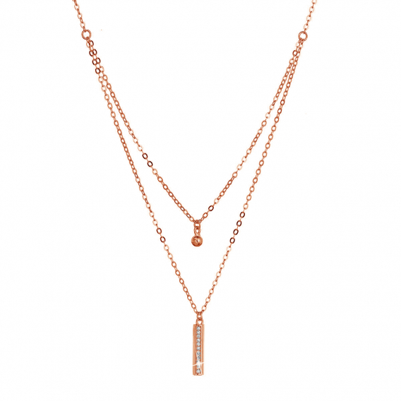 Obrázok pre Pozlátený strieborný Rose Gold náhrdelník gulička a úzky obdĺžnik so zirkónmi biely 12057.1 crystal