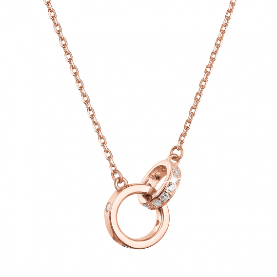 Obrázok pre Pozlátený strieborný Rose Gold náhrdelník krúžky so zirkónmi 12095.1 crystal