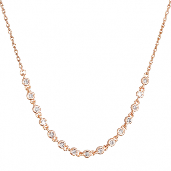 Obrázok pre Pozlátený strieborný Rose Gold náhrdelník s malými zirkónmi 12094.1 crystal