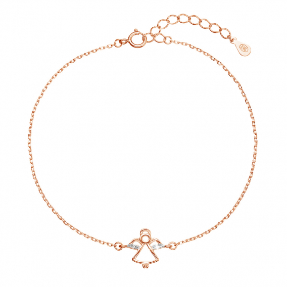 Obrázok pre Pozlátený strieborný Rose Gold náramok anjelik so zirkónmi 13028.1 crystal