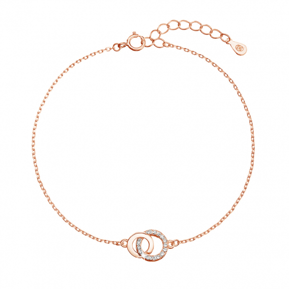 Obrázok pre Pozlátený strieborný Rose Gold náramok krúžky so zirkónmi 13033.1 crystal
