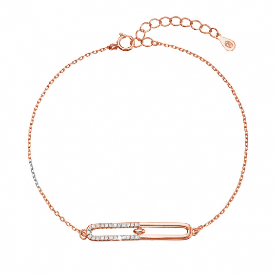 Obrázok pre Pozlátený strieborný Rose Gold náramok s oválkom so zirkónmi 13034.1 crystal