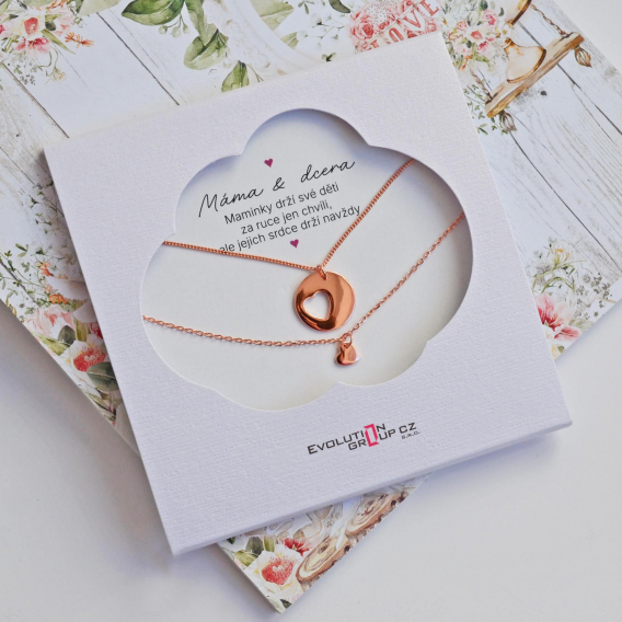Obrázok pre Sada náhrdelníkov ružovo pozlátených so srdiečkami Mama & dcéra OB37 gold rose