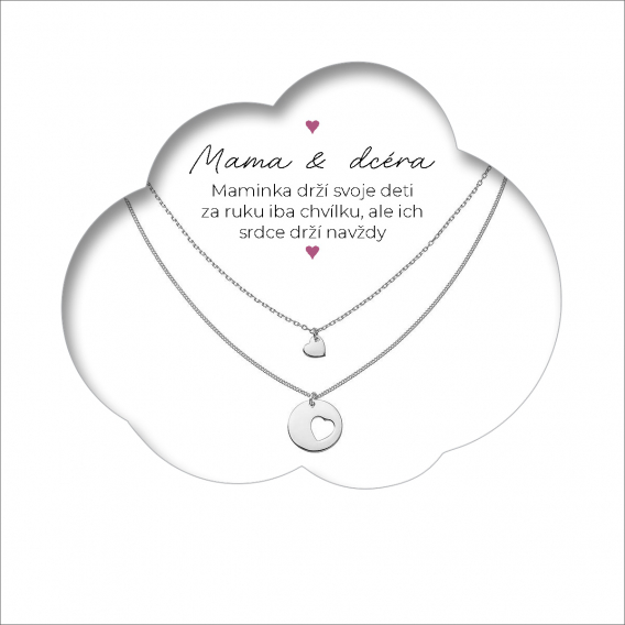Obrázok pre Sada náhrdelníkov strieborných so srdiečkami Mama & dcéra OB35