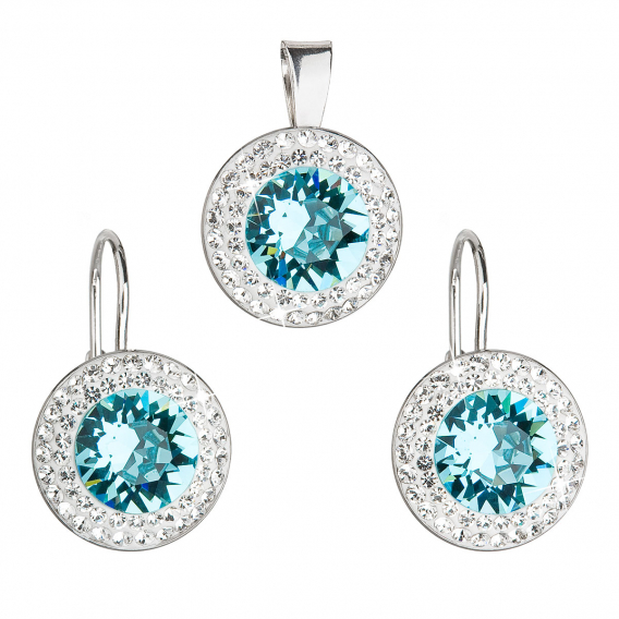 Obrázok pre Sada šperkov s kryštálmi Swarovski náušnice a prívesok modrej okrúhle 39107.3 turquoise