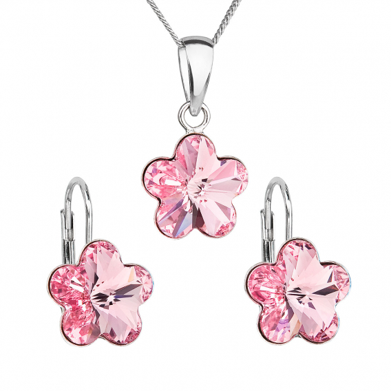 Obrázok pre Sada šperkov s kryštálmi Swarovski náušnice, retiazka a prívesok ružová kvietka 39143.3 rose