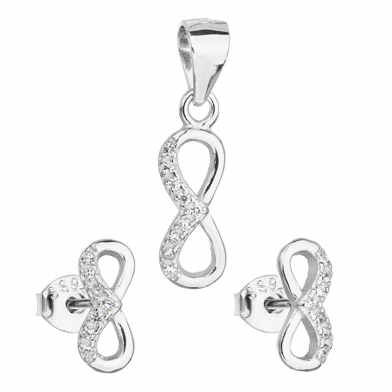 Obrázok pre Sada šperkov so zirkónom náušnice a prívesok bielej nekonečno 19016.1