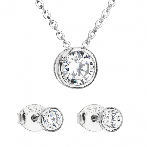 Obrázok pre Sada šperkov so zirkónom v bielej farbe náušnice a náhrdelník 19007.1
