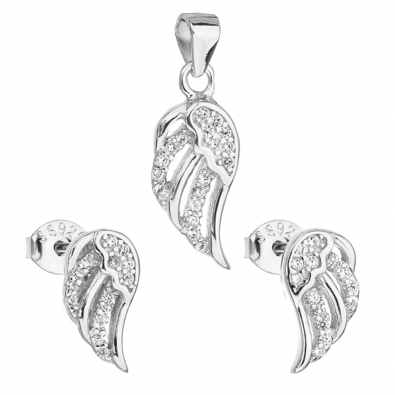 Obrázok pre Sada šperkov so zirkónom v bielej farbe náušnice a prívesok 19008.1