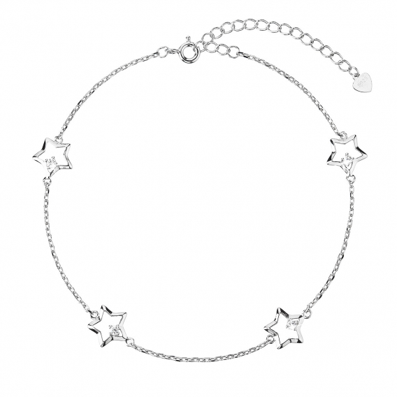 Obrázok pre Strieborná retiazka na nohu hviezdičky s bielymi zirkónmi 16003.1