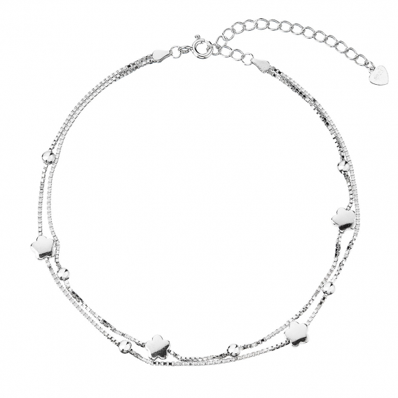 Obrázok pre Strieborná retiazka na nohu kvietky a guličky 16005.1