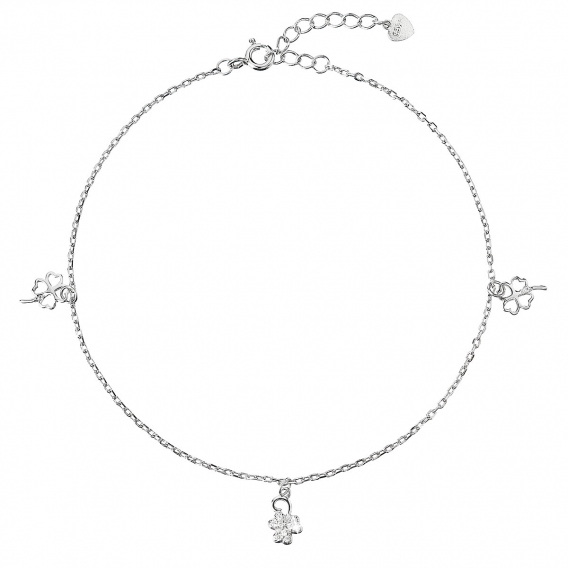 Obrázok pre Strieborná retiazka na nohu štvorlístky so zirkónmi 16006.1