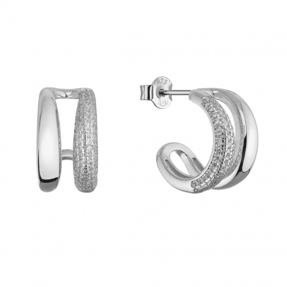 Obrázok pre Strieborné dvojité kruhy so zirkónmi 11770.1