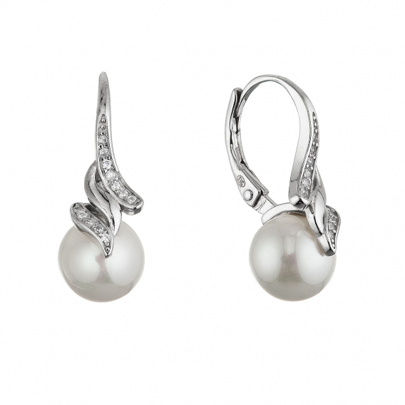 Obrázok pre Strieborné elegantné náušnice s perlou shell 11688.1