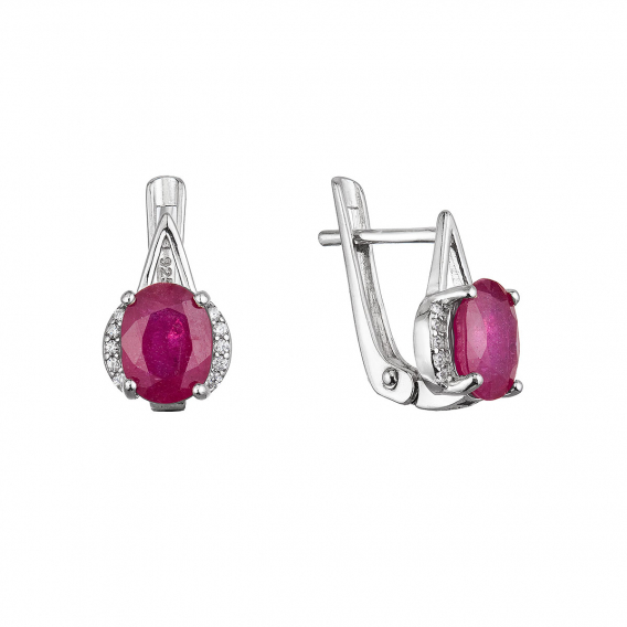 Obrázok pre Strieborné luxusné náušnice s rubínmi 11489.3