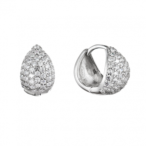 Obrázok pre Strieborné náušnice bohato vysadené zirkónmi v tvare kvapky 11425.1