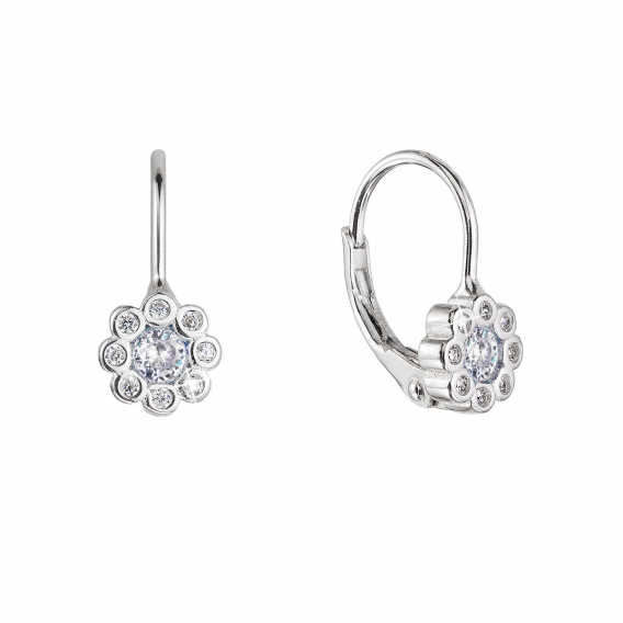 Obrázok pre Strieborné náušnice detské kvietky so zirkónmi 11476.1 crystal