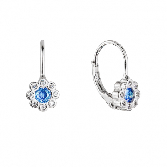 Obrázok pre Strieborné náušnice detské kvietky so zirkónmi 11476.3 aqua