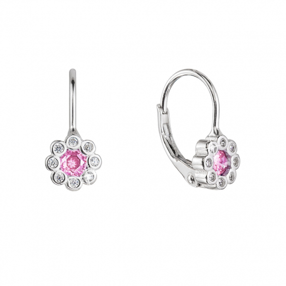 Obrázok pre Strieborné náušnice detské kvietky so zirkónmi 11476.3 rose