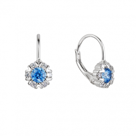 Obrázok pre Strieborné náušnice detské okrúhle so zirkónmi 11474.3 aqua
