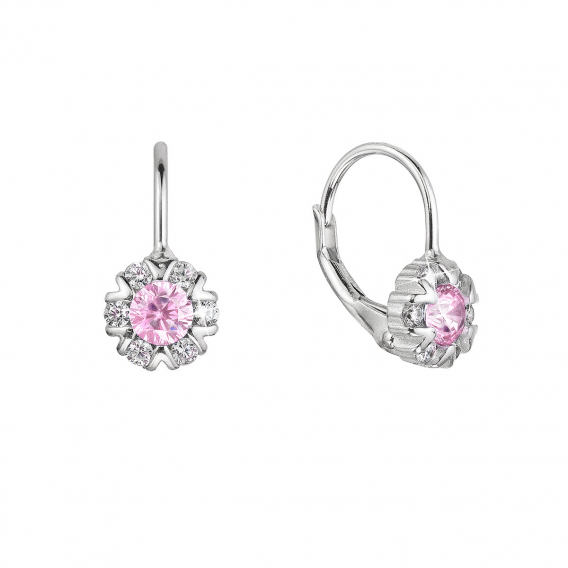 Obrázok pre Strieborné náušnice detské okrúhle so zirkónmi 11474.3 rose