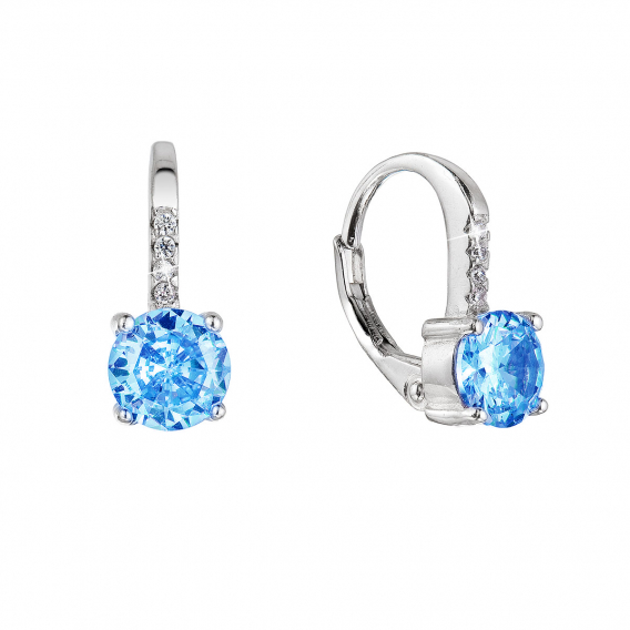 Obrázok pre Strieborné náušnice detské okrúhle so zirkónmi 11478.3 aqua