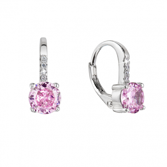 Obrázok pre Strieborné náušnice detské okrúhle so zirkónmi 11478.3 rose