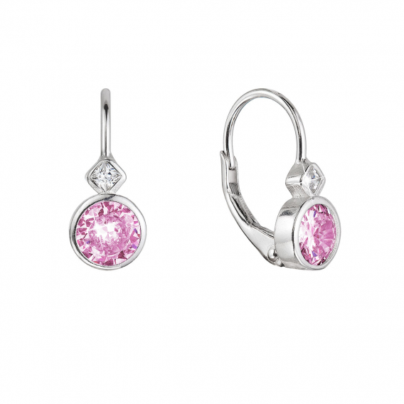 Obrázok pre Strieborné náušnice detské okrúhle so zirkónmi 11479.3 rose