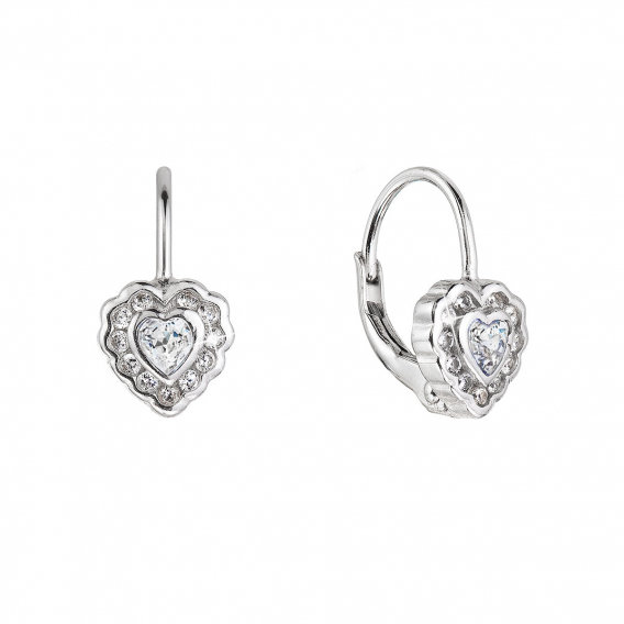 Obrázok pre Strieborné náušnice detské srdiečka so zirkónmi 11473.1 crystal