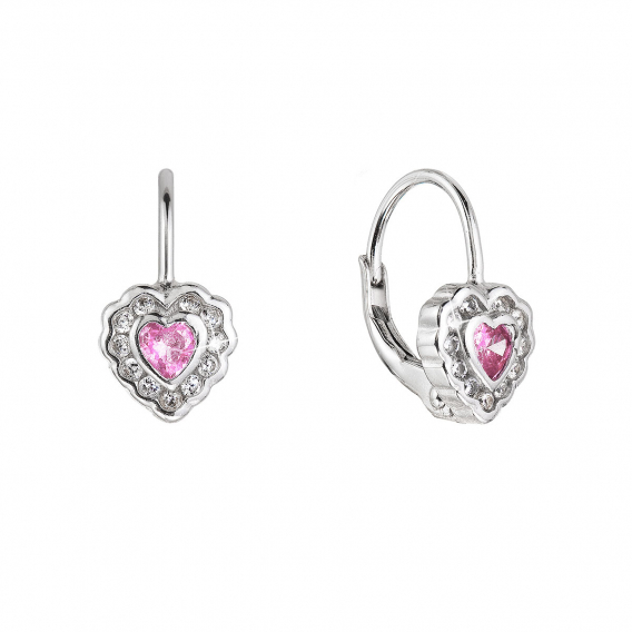 Obrázok pre Strieborné náušnice detské srdiečka so zirkónmi 11473.3 rose
