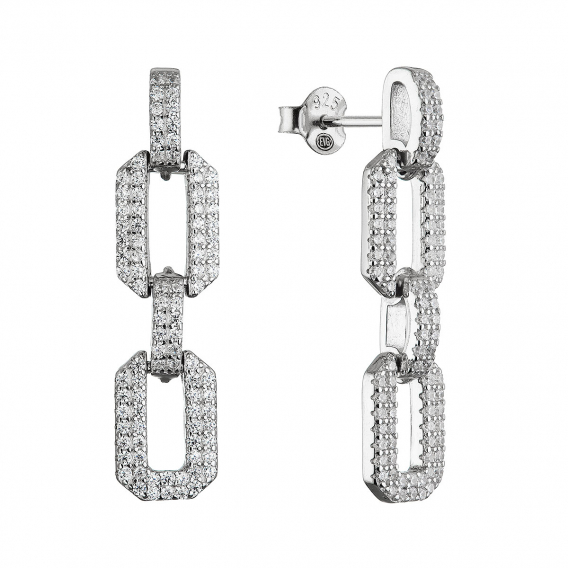 Obrázok pre Strieborné náušnice dlhé očká so zirkónmi 11655.1