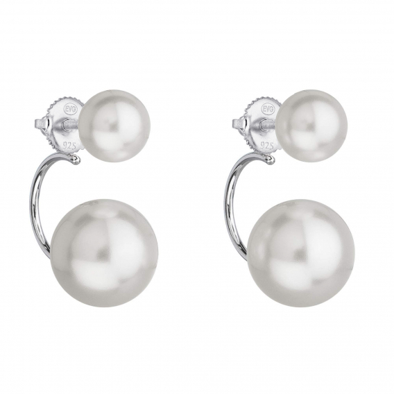 Obrázok pre Strieborné náušnice dvojité s perlou Preciosa biele okrúhle 31177.1