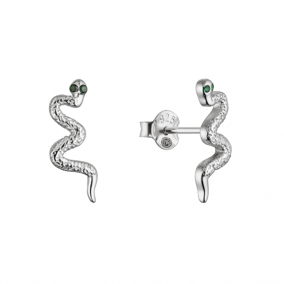 Obrázok pre Strieborné náušnice had so zelenými zirkónmi 11658.3 green