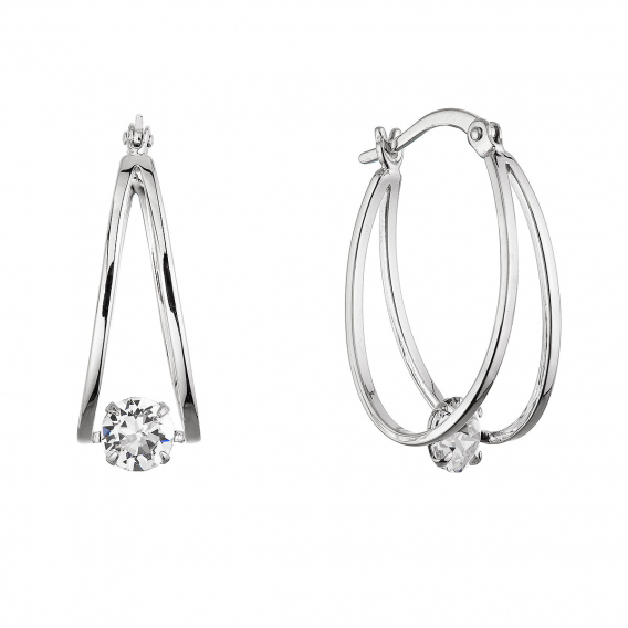 Obrázok pre Strieborné náušnice hladké kruhy so Swarovski kryštálom 31323.1