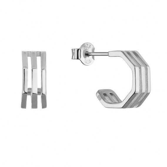 Obrázok pre Strieborné náušnice hranaté polkruhy 61152