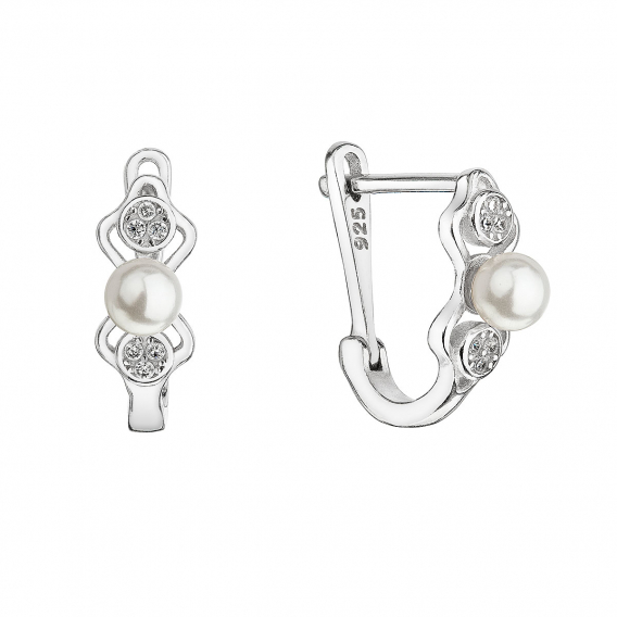 Obrázok pre Strieborné náušnice jemné s malou bielou riečnou perlou 21068.1