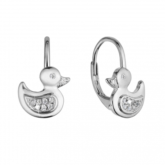 Obrázok pre Strieborné náušnice kačičky so zirkónmi 11499.1 crystal