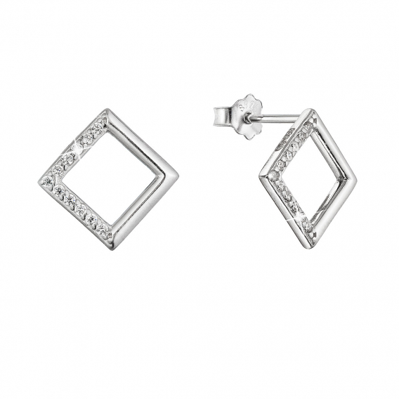 Obrázok pre Strieborné náušnice kosoštvorčeky so zirkónmi 11527.1 crystal