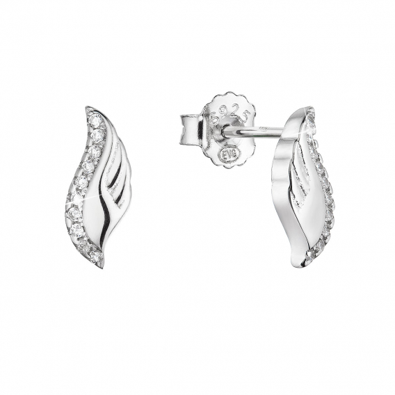 Obrázok pre Strieborné náušnice kôstky anjelské krídla so zirkónmi 11416.1