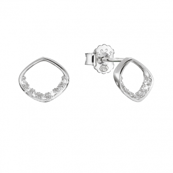 Obrázok pre Strieborné náušnice kôstky kosoštvorec so zirkónmi 11424.1