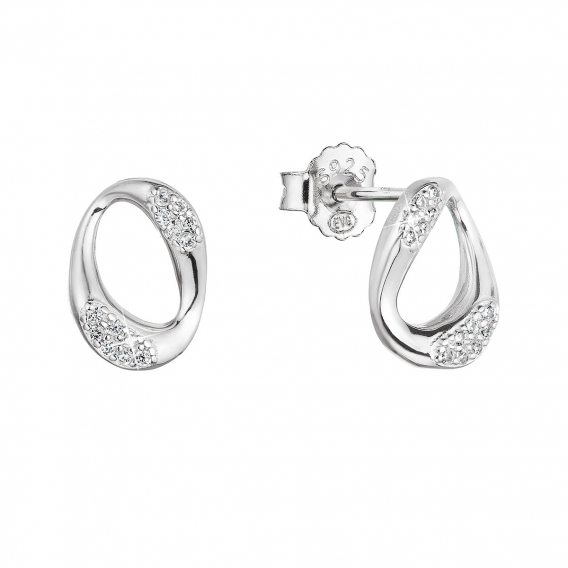 Obrázok pre Strieborné náušnice kôstky ovál so zirkónmi 11423.1