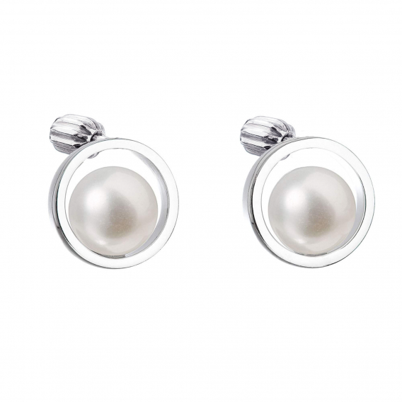 Obrázok pre Strieborné náušnice kôstky s bielou riečnou perlou 21041.1B