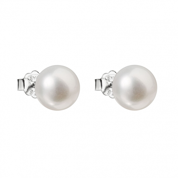 Obrázok pre Strieborné náušnice kôstky s bielou riečnou perlou 21043.1