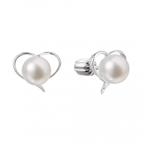 Obrázok pre Strieborné náušnice kôstky s bielou riečnou perlou 21057.1