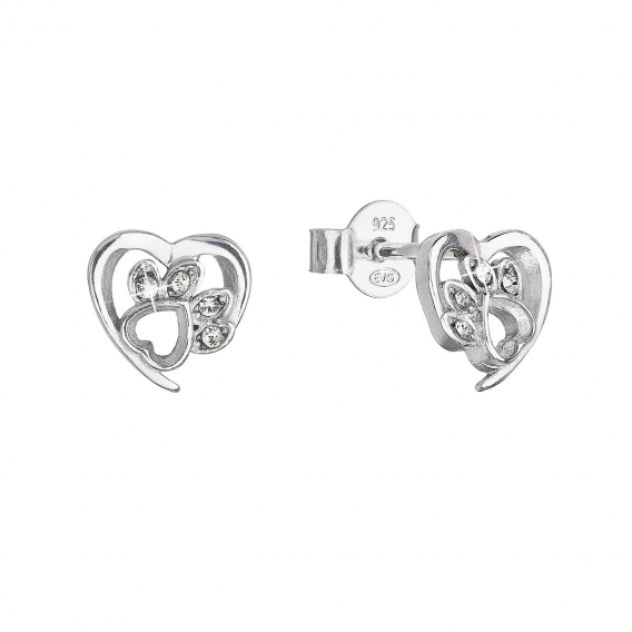 Obrázok pre Strieborné náušnice kôstky s kryštálmi Preciosa psie labky 31307.1