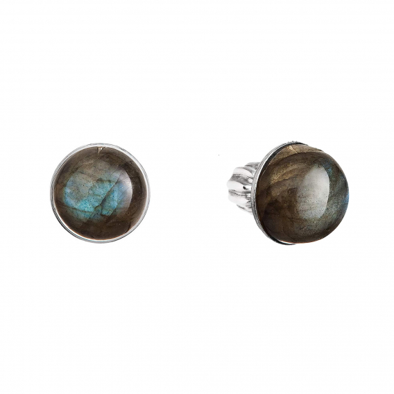 Obrázok pre Strieborné náušnice kôstky s minerálnymi kameňmi 11491.3 labradorit